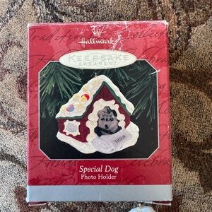 Vintage Hallmark Keepsake Red and White Dog Photo Holder